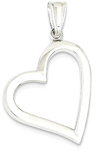 IceCarats 14K White Gold Heart Necklace Love Pendant Charm Only