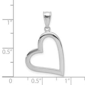 IceCarats 14K White Gold Heart Necklace Love Pendant Charm Only