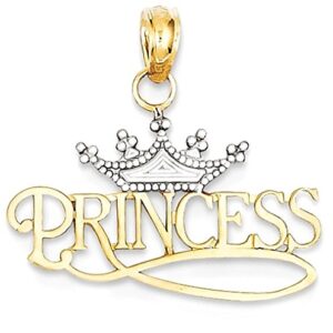 IceCarats 14K Yellow Gold Royal Princess Crown Necklace Charm Pendant 21mm Only