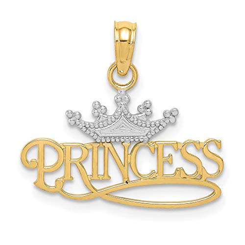 IceCarats 14K Yellow Gold Royal Princess Crown Necklace Charm Pendant 21mm Only