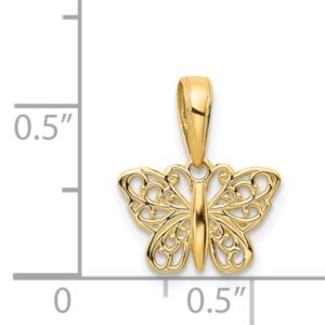 IceCarats 14K Yellow Gold Antique Filigree Butterfly Wings Necklace Charm Pendant 15mm x 12mm Only