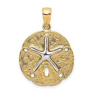 icecarats 14k two tone gold sand dollar sea star starfish necklace charm pendant 28mm x 20mm only