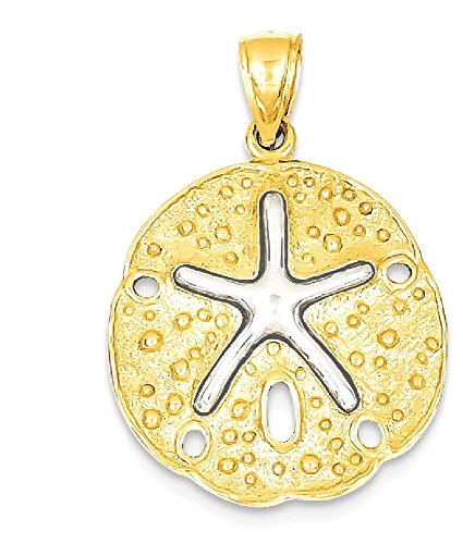 IceCarats 14K Two Tone Gold Sand Dollar Sea Star Starfish Necklace Charm Pendant 28mm x 20mm Only