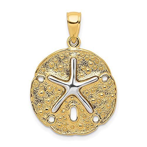 IceCarats 14K Two Tone Gold Sand Dollar Sea Star Starfish Necklace Charm Pendant 28mm x 20mm Only