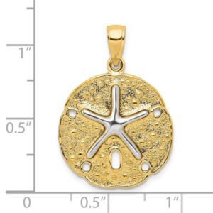 IceCarats 14K Two Tone Gold Sand Dollar Sea Star Starfish Necklace Charm Pendant 28mm x 20mm Only