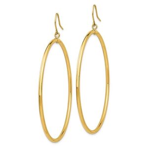 14K Yellow Gold Tube Hoop Drop Dangle Earrings