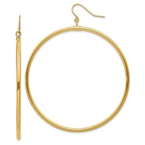 14K Yellow Gold Tube Hoop Drop Dangle Earrings