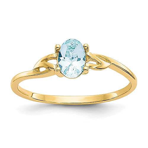 IceCarats 10K Yellow Gold Blue Aquamarine Ring Gemstone Band March Birthstone Jewelry Size 7.00