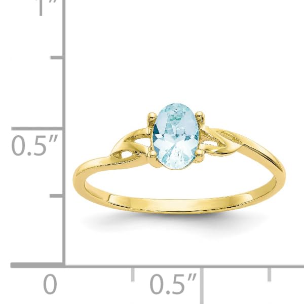 IceCarats 10K Yellow Gold Blue Aquamarine Ring Gemstone Band March Birthstone Jewelry Size 7.00