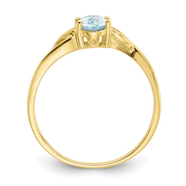 IceCarats 10K Yellow Gold Blue Aquamarine Ring Gemstone Band March Birthstone Jewelry Size 7.00