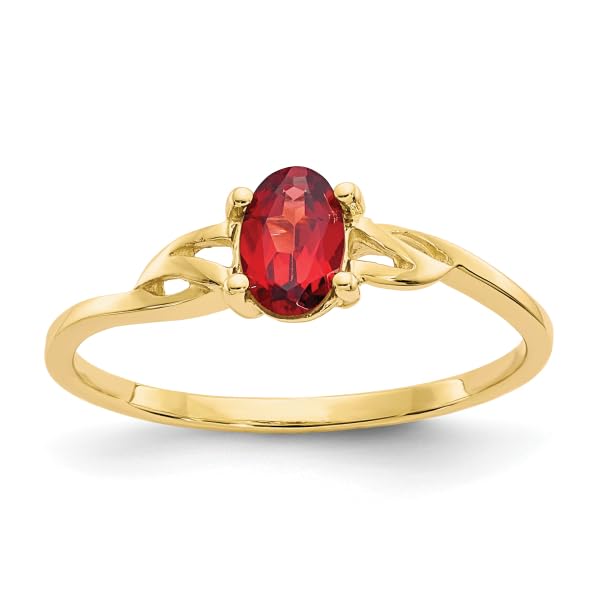 IceCarats 10K Yellow Gold Red Garnet Ring Gemstone Band January Birthstone Jewelry Size 7