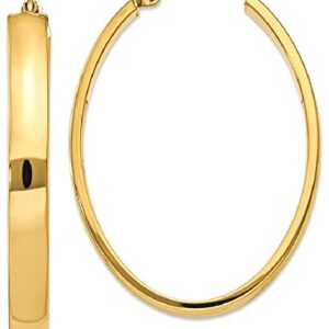 14K Yellow Gold Oval Hoop Earrings