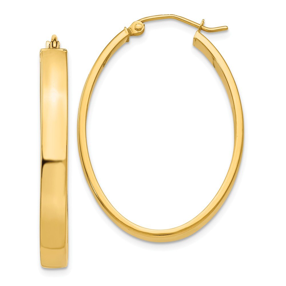 14K Yellow Gold Oval Hoop Earrings