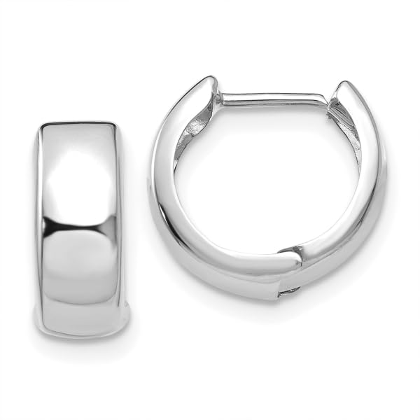 14K White Gold Hinged Round Hoop Earrings