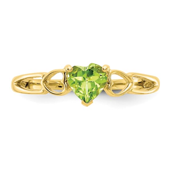 IceCarats 10K Yellow Gold Green Peridot Heart Love Ring Gemstone Band August Birthstone Jewelry Size 7