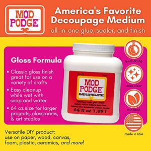 Mod Podge Gloss Sealer, Glue & Finish: All-in-One Craft Solution- Quick Dry, Easy Clean, for Wood, Paper, Fabric & More. Non-Toxic - Craft with Confidence, Made in USA, 64 oz., Pack of 1