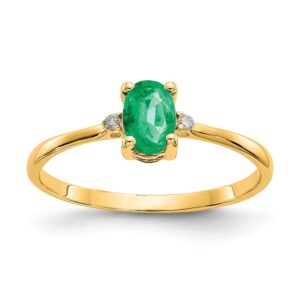 icecarats 10k yellow gold diamond green emerald ring gemstone band april may birthstone jewelry size 6