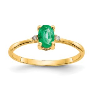 IceCarats 10K Yellow Gold Diamond Green Emerald Ring Gemstone Band April May Birthstone Jewelry Size 6