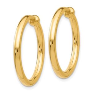 14k yellow gold non pierced clip on hoops earrings