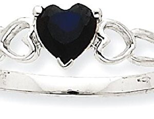 IceCarats 10K White Gold Blue Sapphire Heart Love Ring Gemstone Band September Birthstone Jewelry Size 6