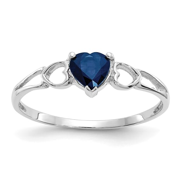 IceCarats 10K White Gold Blue Sapphire Heart Love Ring Gemstone Band September Birthstone Jewelry Size 6