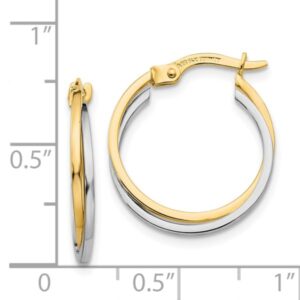 14K Two Tone Gold Round Hoop Earrings