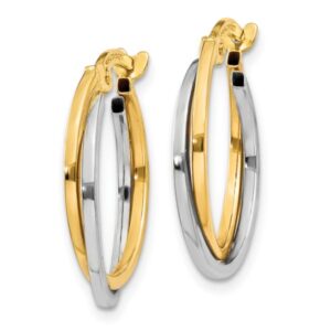 14K Two Tone Gold Round Hoop Earrings