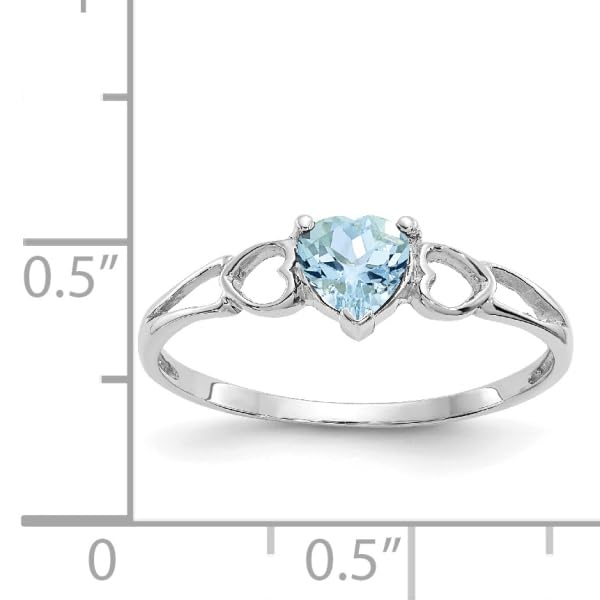 IceCarats 10K White Gold Blue Aquamarine Heart Love Ring Gemstone Band March Birthstone Jewelry Size 6