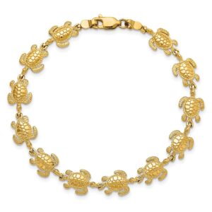 icecarats 14k yellow gold sea turtle chain charm bracelet