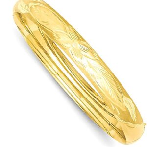 IceCarats 14K Yellow Gold 7.90mm Oversize Florentine Hinged Bangle Bracelet