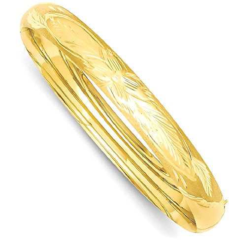 IceCarats 14K Yellow Gold 7.90mm Oversize Florentine Hinged Bangle Bracelet