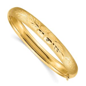 IceCarats 14K Yellow Gold 7.90mm Oversize Florentine Hinged Bangle Bracelet