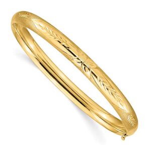 IceCarats 14K Yellow Gold 6.35mm Florentine Hinged Bangle Bracelet