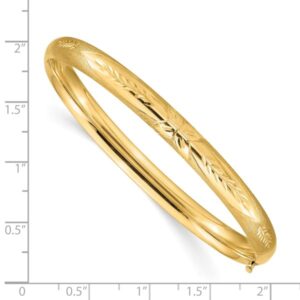 IceCarats 14K Yellow Gold 6.35mm Florentine Hinged Bangle Bracelet