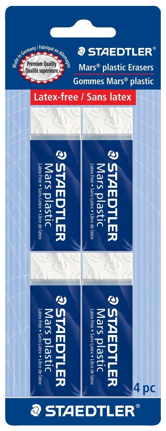 Staedtler Mars Plastic Erasers (52650BK4) (2 Packs of 4 Erasers - Total of 8 Erasers)