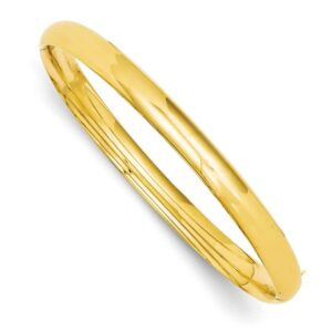 IceCarats 14K Yellow Gold 6.35mm Hinged Bangle Bracelet