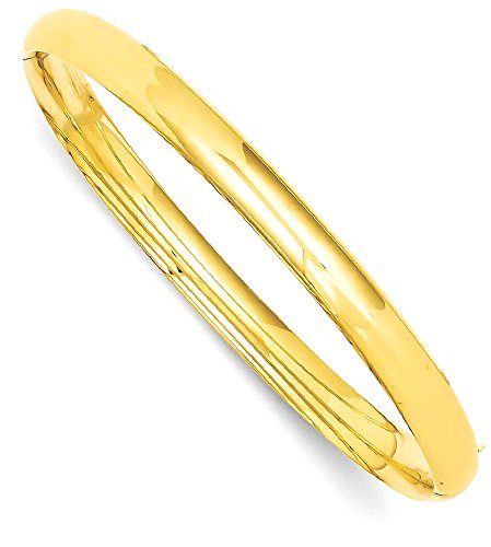 IceCarats 14K Yellow Gold 6.35mm Hinged Bangle Bracelet