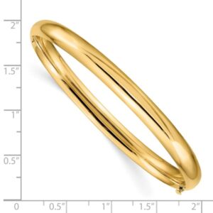 IceCarats 14K Yellow Gold 6.35mm Hinged Bangle Bracelet