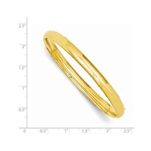 IceCarats 14K Yellow Gold 6.35mm Hinged Bangle Bracelet