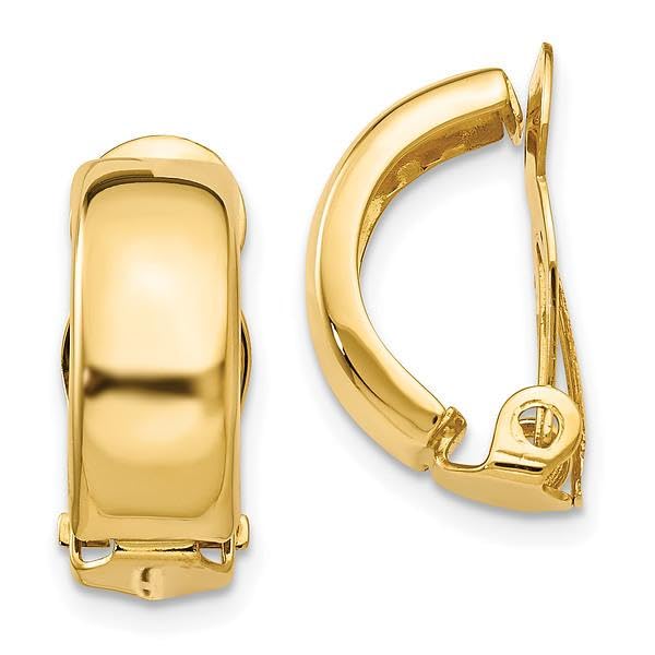 14K Yellow Gold Non Pierced Clip On Hoop Earrings