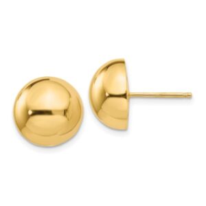 14k yellow gold 12mm half ball stud earrings