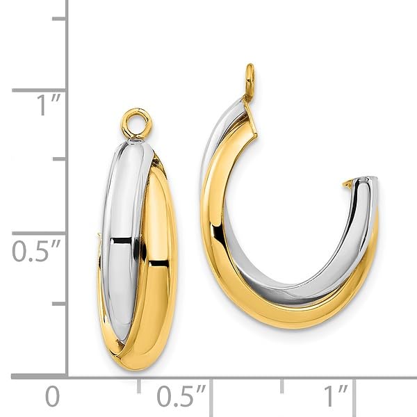 14K Two Tone Gold Double J Hoop Earring Jackets for Studs