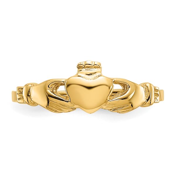 14K Yellow Gold Irish Heart Love Claddagh Ring Size 1