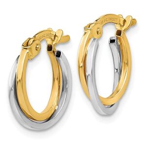 14K Two Tone Gold Round Hoop Earrings