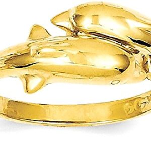 IceCarats 14K Yellow Gold Sea Dolphin Ocean Fish Beach Nautical Ring Size 6