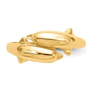 IceCarats 14K Yellow Gold Sea Dolphin Ocean Fish Beach Nautical Ring Size 6