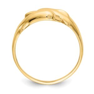 IceCarats 14K Yellow Gold Sea Dolphin Ocean Fish Beach Nautical Ring Size 6