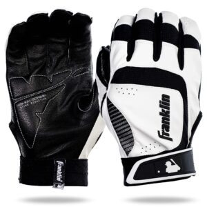 franklin sports mlb adult shok-sorb neo batting gloves, white/black, large