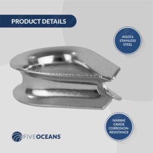 Five Oceans Stainless Steel Thimble for 9/16-Inch Wire Rope Cable - FO1446