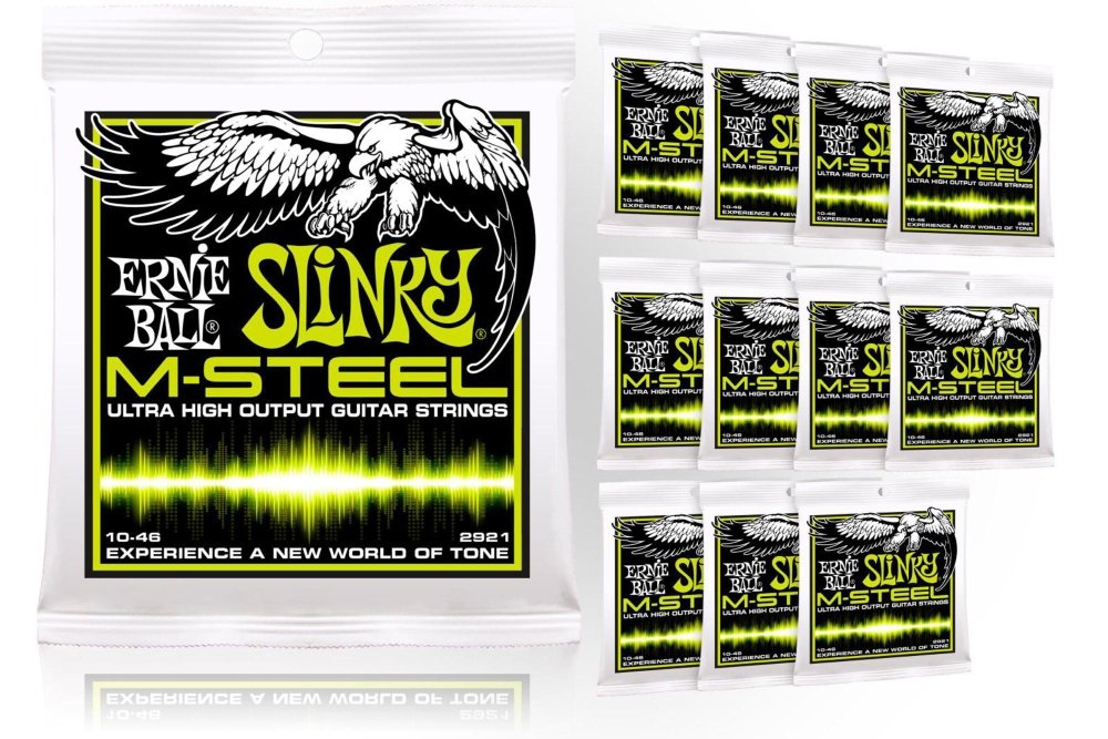 Ernie Ball 2921 M-Steel Regular Slinky Electric Guitar Strings - Buy 10, Get 2 FREE